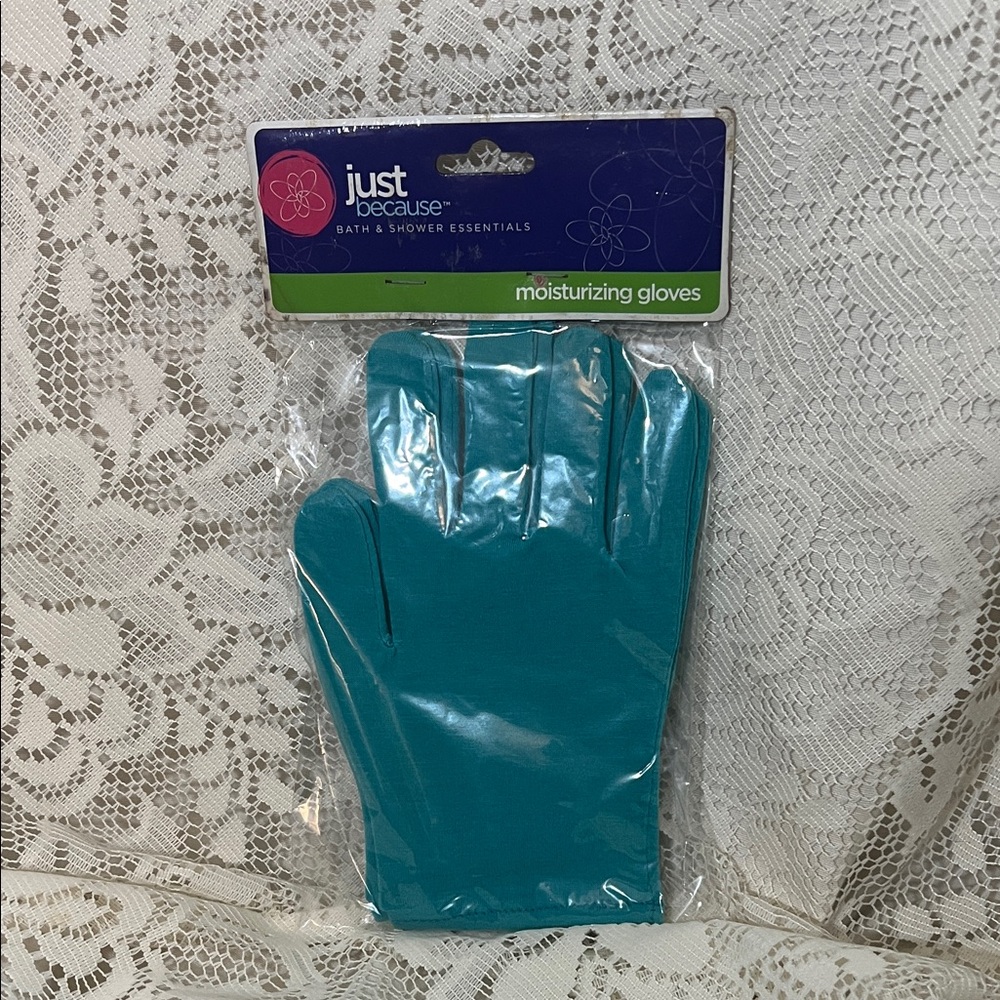 Just Because Moisturizing Gloves Teal Cotton Blend 5 Pairs NIP Overnight Relief